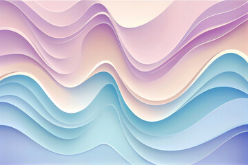 Fototapeta premium abstract pastel background with curved paper layers, by 3d style illustration, ai generation