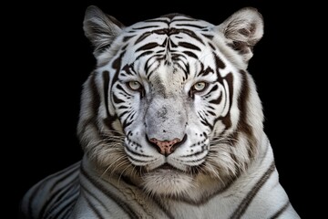 white tiger on black background from generative ai
