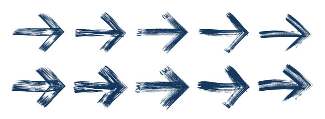 Hand drawn arrows vector big set, natural brush stroke and doodle created cursors collection, ink sketch style arrow graphic design elements.
