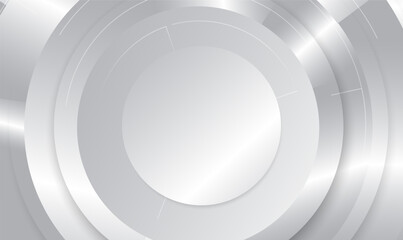 Abstract white and silver circle metallic background design with space for content. Metal background with realistic circular brushed texture.Modern and luxury cover template for design element. Vector