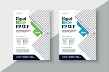 Real Estate clean and modern flyer design template, Real estate business advertising flyer poster design template, Multipurpose business property flyer brochure Template, Modern Home Sale vector flyer