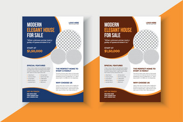 Real Estate clean and modern flyer design template, Real estate business advertising flyer poster design template, Multipurpose business property flyer brochure Template, Modern Home Sale vector flyer