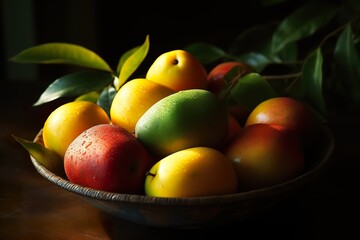 Freshly Sliced Mangos in dark tones