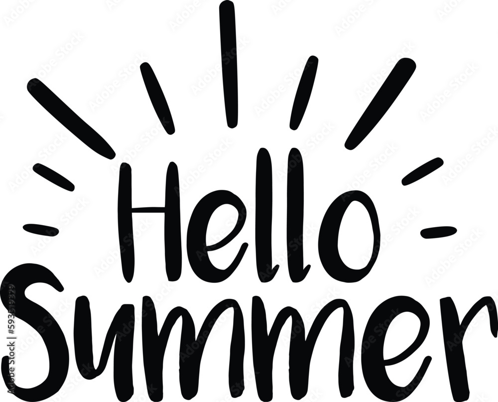 Fototapete handwritten lettering quote of hello summer with sun. vector illustration. zip file contains eps, jp