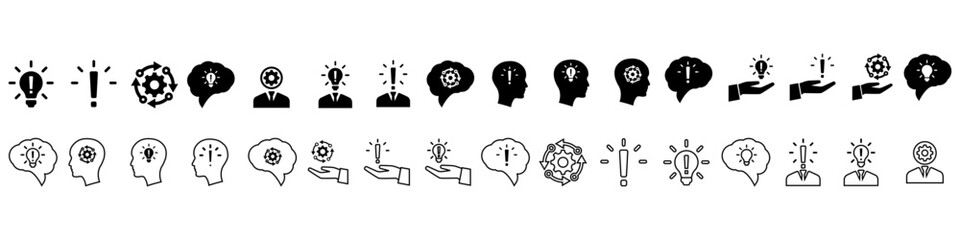 Idea vector icon set. Creativity related illustration sign collection. inspiration symbol or logo.