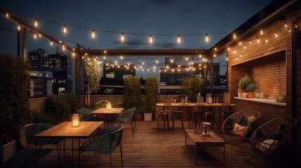 Cosy rooftop full of fairy light and space for chilling 
