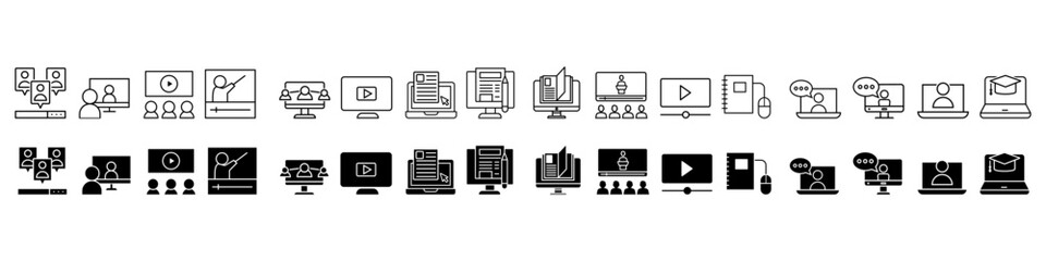 Online learning icon vector set. webinar illustration sign collection. web school symbol.