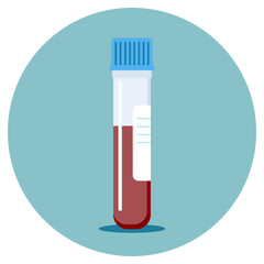 Vector test tube with cap. Blood. Pharmacy treatment vector illustration