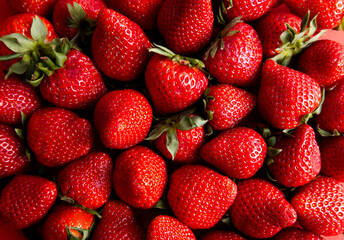 Ripe strawberries close-up as a texture background