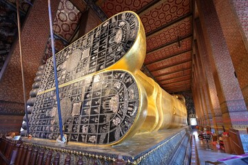 Soles of Reclining Buddha Wat Pho, inlaid with mother-of-pearl and 108 panels of auspicious symbols