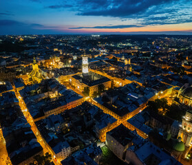 Obraz premium Lviv downtown at the night