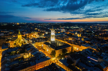 Lviv downtown at the night