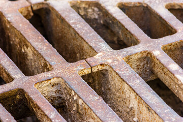 close up of a metal grid