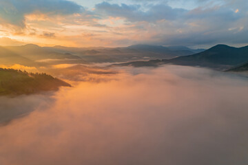 Fototapeta na wymiar Landscape with fog in mountains