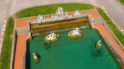 Aerial view of the Fountain of Ceres in the Royal Palace of Caserta also known as Reggia di...