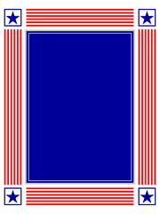 USA flag symbols frame border on blue background with copy space for your text and images. 