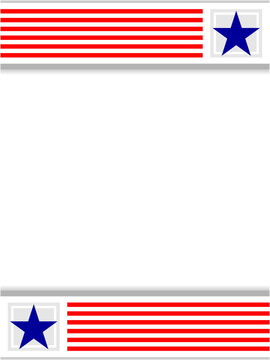 US abstract flag symbolic patriotic frame border with stars with empty space for your text.	