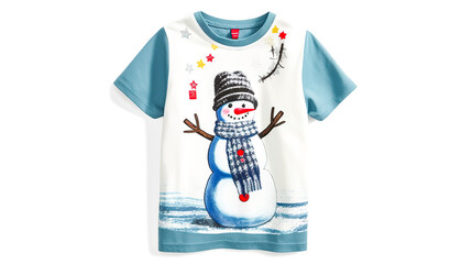 Christmas t-shirt design with snowman, generative AI.