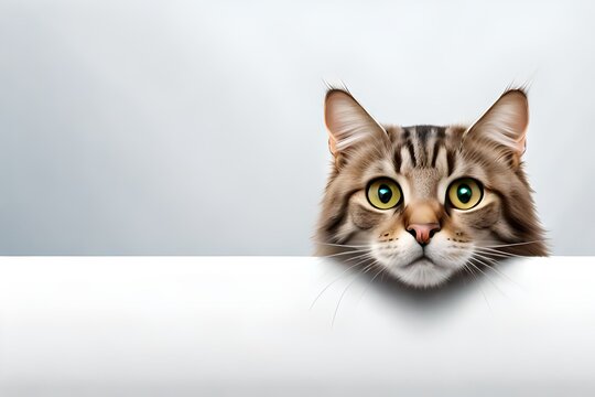 Cat in white banner, Generative AI