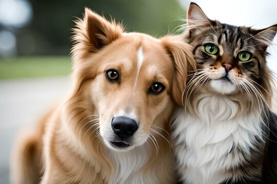 Dog and cat together, Generative AI
