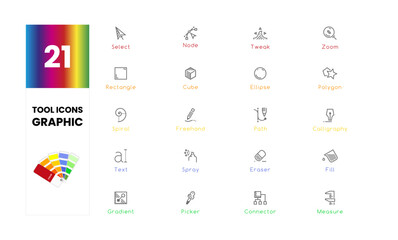 Graphic Design Tool Icons Set - Creative Software Interface Elements
