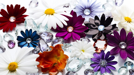 花と宝石の背景　Generative AI