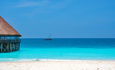 Beautiful tropical island of Zanzibar. Sea and beach of Zanzibar, Tanzania