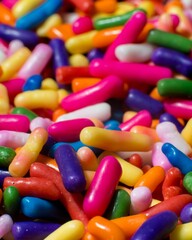 Closeup of a bunch of colorful sprinkles