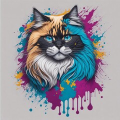 Ragdoll cat t-shirt ready colourfull