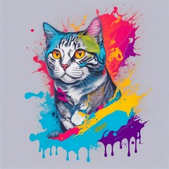 American short hair cat t-shirt ready colourfull