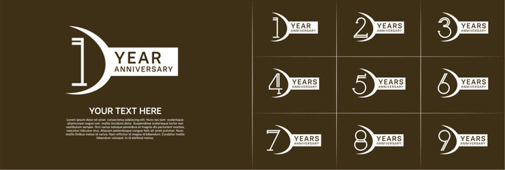 set of anniversary logotype white color and ribbon for special celebration event