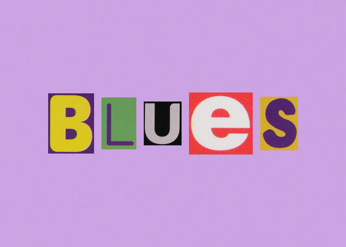 Blues Word From Cut Out Magazine Colored Letters