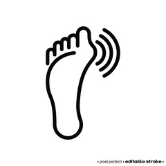 Gout arthritis on foot, joint inflammation thin line icon. Osteoarthritis. Pixel perfect, editable stroke. Vector illustration.