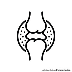 Synovectomy thin line icon. Knee surgery, arthritis. Joint inflammation. Pixel perfect, editable stroke. Vector illustration.