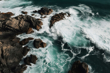 Scenic Beach View with Rocky Landscape and Sea Background