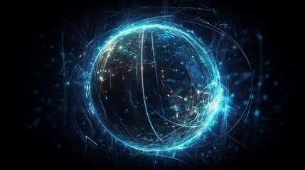Fototapeta premium Global network connection. Fiberoptic, Digital link technology, Big data, Financial banking, Science communication. Sci-Fi concept. Generative AI
