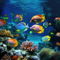Fototapeta na wymiar Bright Colorful Fishes