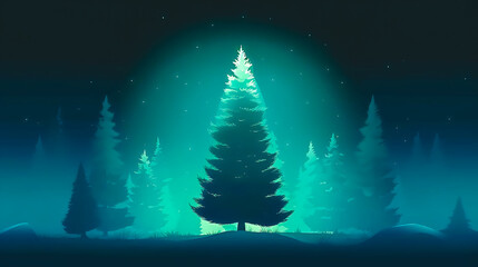 Abstract background with Christmas trees, generative AI.