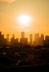 sunset over city