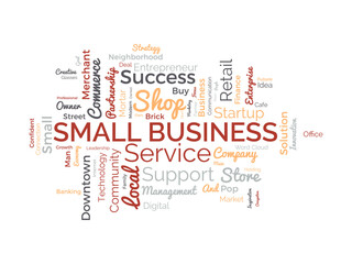 Word cloud background concept for Small business. make success with digital entrepreneurship business mind. vector illustration.