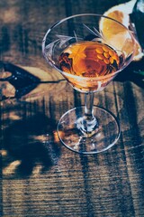 Close up shot of a liqueur glass