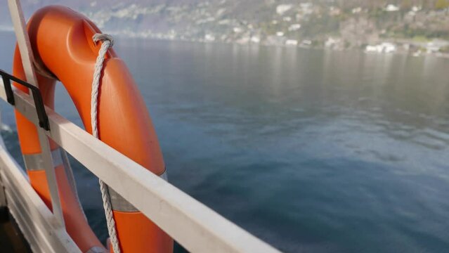 Brissago Islands (Isole di Brissago) navigation on Swiss Lake Maggiore, life preserver detail