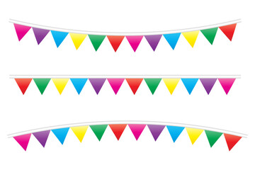 Set Bright Colorful Flag Bunting Isolated On Background. Celebration And Congratulations. Sport Soccer, Football Decoration. festa junina brazil. Vector