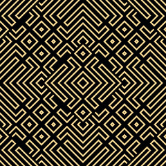 Abstract geometric pattern. A seamless vector background. Gold and black ornament. Graphic modern pattern. Simple lattice graphic design