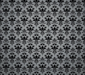 Fototapeta premium Floral pattern. Vintage wallpaper in the Baroque style. Seamless vector background. Black and gray ornament for fabric, wallpaper, packaging. Ornate Damask flower ornament