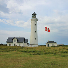 Fototapeta na wymiar Beautiful old lighthouse in Hirtshals, Denmark.