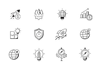 Collaborative Problem-Solving Icons. Vector Editable Icons with personal touch.