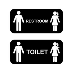 Public toilet restroom icon man woman vector illustration. Sign symbol stick figure stickman people person male female silhouette pictogram