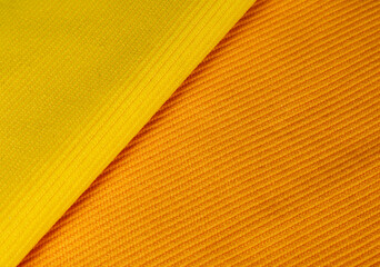 Close up Polyester yellow fabric background texture.