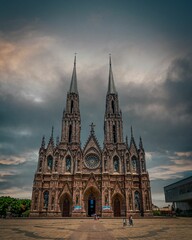 Obraz premium Vertical shot of the Diocesan Sanctuary of Our Lady of Guadalupe Cathedral in Zamora, Mexico.